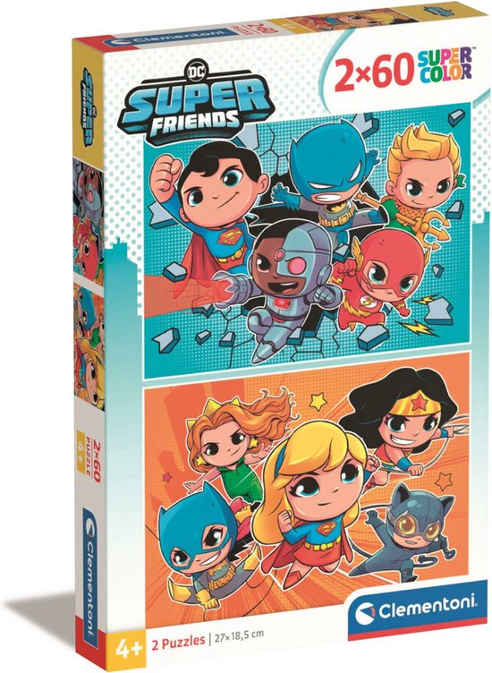 Clementoni - Puzzle 2X60 Pièces Dc Comics Superfriends, Puzzles