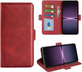 Sony Xperia 1 V Hoesje - MobyDefend Luxe Wallet Book Case (Sluiting Zijkant) - Rood - GSM Hoesje - Telefoonhoesje Geschikt Voor Sony Xperia 1 V