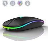RujorTech Draadloze Zwart Kleurige Muis 2.4G - Oplaadbaar - Bluetooth Muis Draadloos - RGB LED Computermuis - Laptop - Universeel - Ergonomisch - 4 Knoppen - Stil