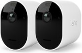 Arlo Pro 5 draadloze WiFi-beveiligingscamera voor buiten, 2K HDR, 160˚ verbeterd kleurennachtzicht, sirene & spotlight, bewegingsdetectie, 2-weg-audio, 8 mnd batterij, incl. proefp. Arlo Secure, 2 IP-Camera's, wit