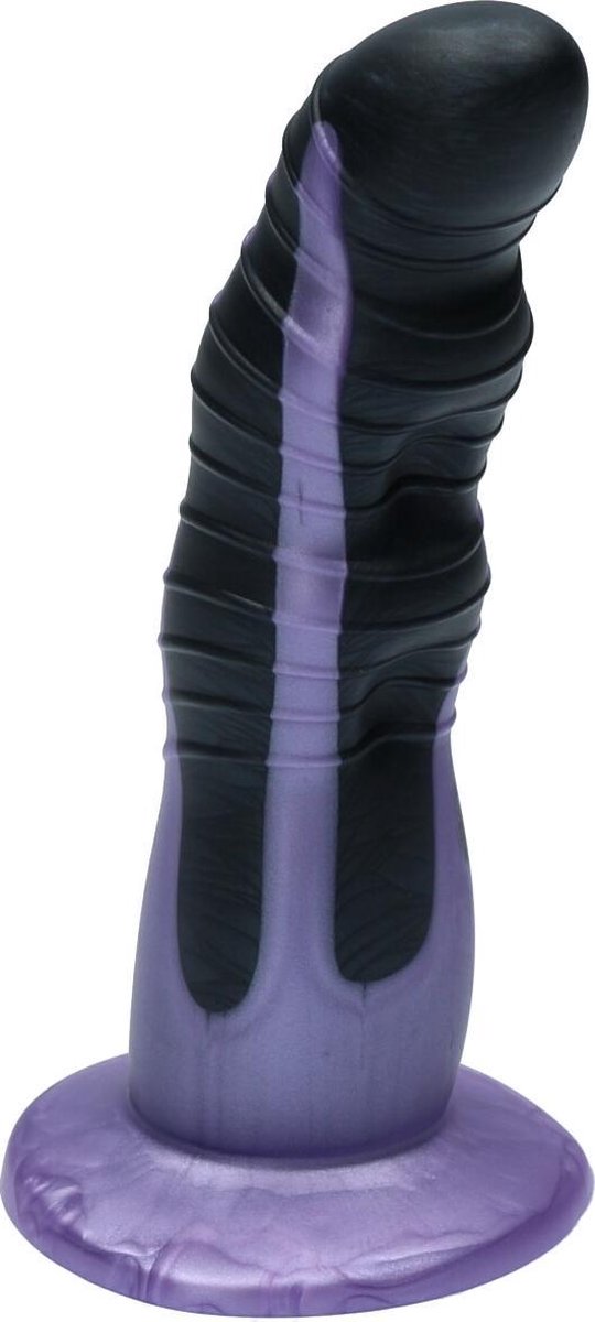 Goedkoopste Ylva & Dite - Rhea - Siliconen Dildo met zuignap - Made in Holland - Zwart Metallic / Violet Metallic