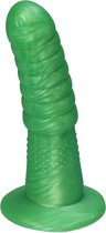Ylva & Dite - Aria - Siliconen Anale / Vaginale dildo - Made in Holland - Appel Groen Metallic
