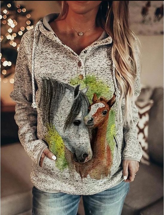 Hoodie merrie met veulen - paarden - 5XL - vest - sweater - outdoortrui - trui - oversized