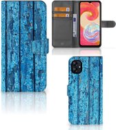 Magnet Case Geschikt voor Samsung Galaxy A04e Telefoonhoesje Wood Blue