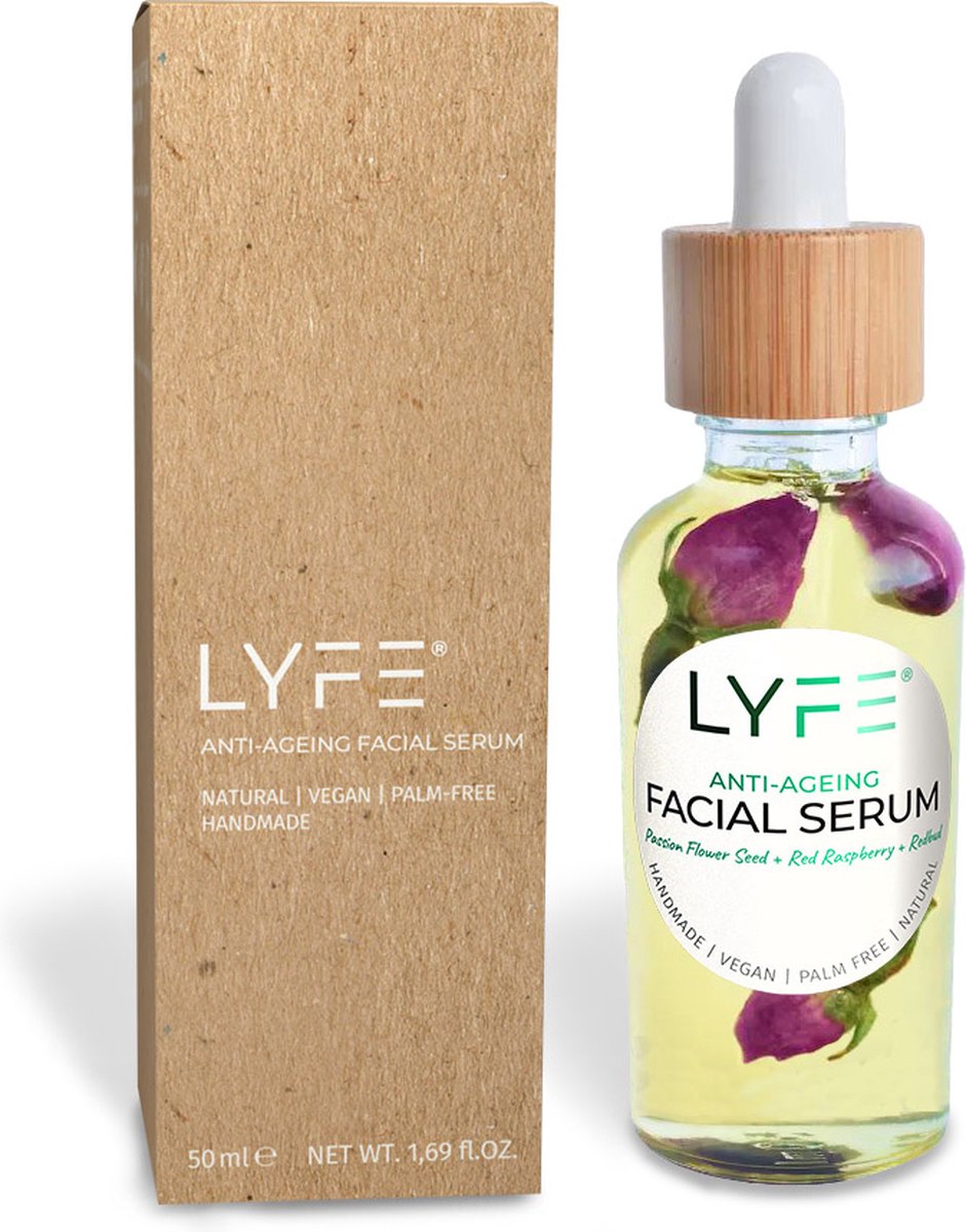 LYFE Advanced Anti-Ageing Facial Serum: A Collagen Boosting Blend of Vitamin C, Retinol & Squalene with Organic Rosebuds. Vegan & Natural