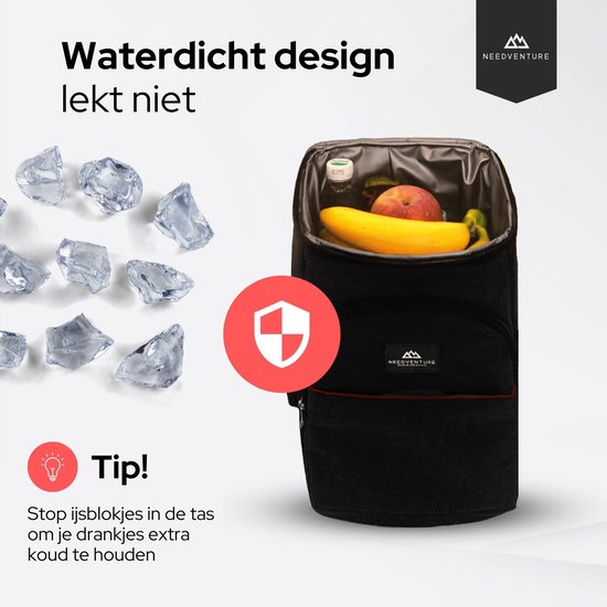 NEEDVENTURE® Koeltas - Lunchtas - Koelrugtas - Picknicktas - Backpack - 20 Liter - Flessenhouder - Bieropener - Zwart van NEEDVENTURE® — afbeelding 2