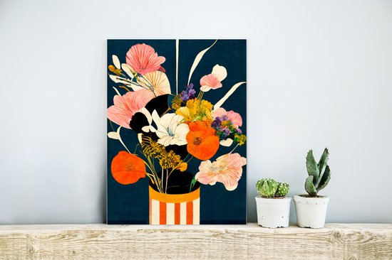 Décoration murale Métal - Aluminium Peinture Industriel - Fleurs - Vase - Tableau - Plantes - 30x40 cm - Dibond - Photo sur aluminium - Décoration murale industrielle - Pour le salon/chambre