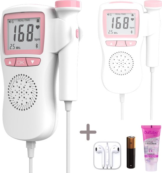 Baby Doppler Voor Tijdens De Zwangerschap - Baby Hartje Monitor - 100% Veilig - Hartslagmeter - Kraamcadeau - Met Oordopjes & Batterijen