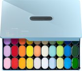 MIYA HIMI - H7 Excellent Gouache - ensemble de 43 couleurs - dans une boîte de rangement en plastique de luxe bleu pastel