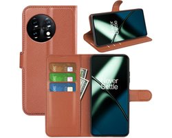 MobyDefend Hoesje - Geschikt voor OnePlus 11 - Kunstleren Wallet Book Case (Sluiting Voorkant) - Bruin