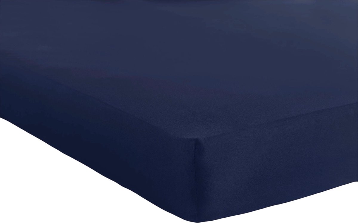 Bed Care Jersey Stretch Hoeslaken - 160/180x200 - 100% Katoen - 30CM Hoekhoogte - Donker Blauw