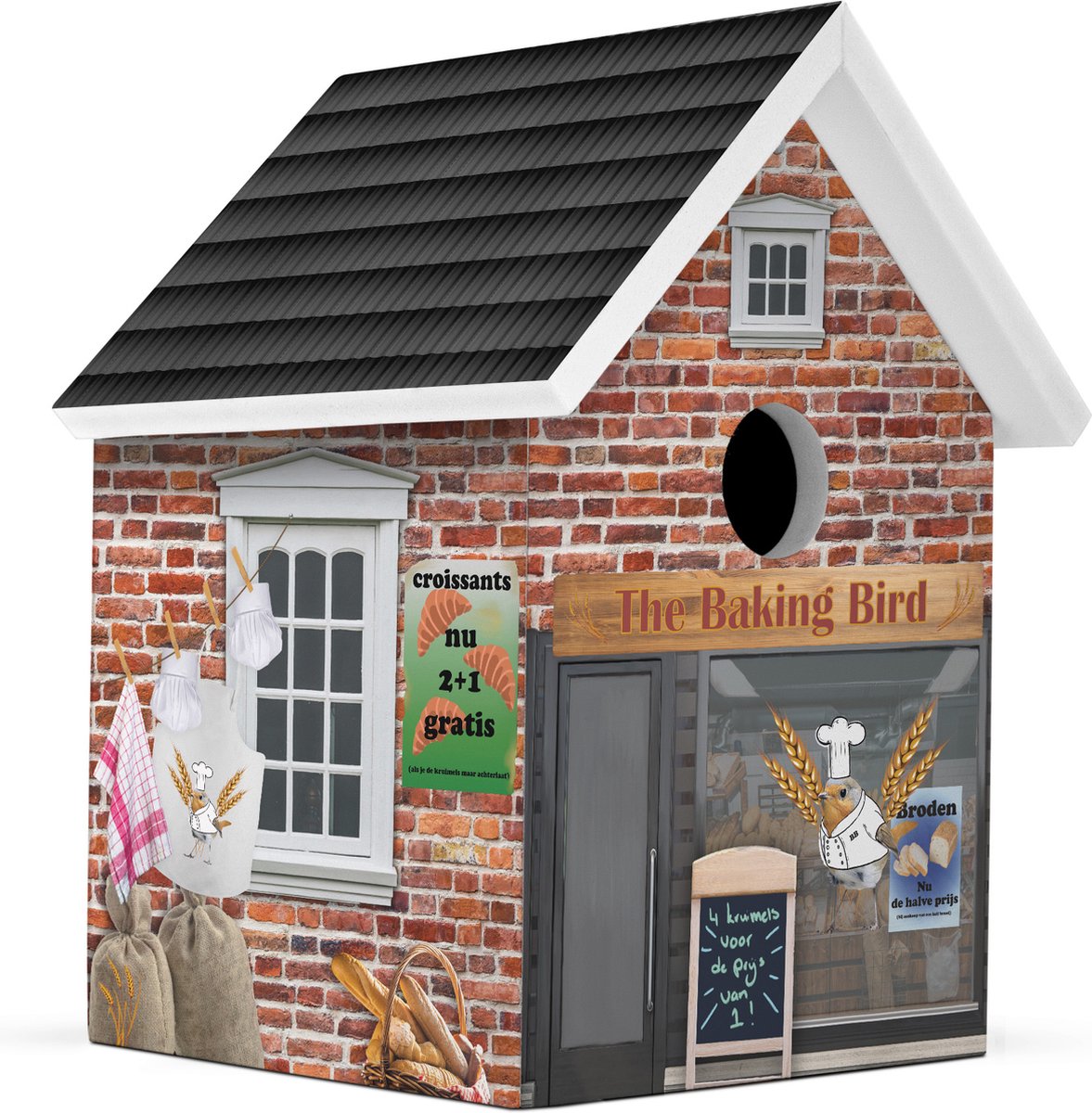 Milieuvriendelijk Vogelhuisje Bakkerij Handgemaakt L15xB15xH20 cm