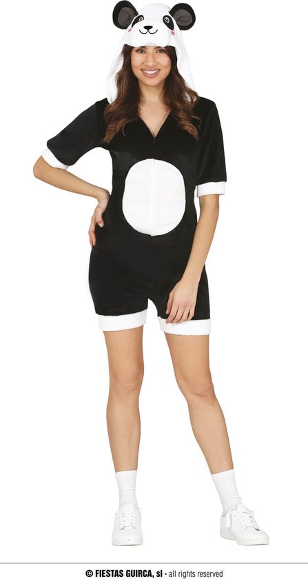 Guirca - Panda Kostuum - Pando De Panda Korte Jumpsuit - Vrouw - - Maat 38-40 - Carnavalskleding - Verkleedkleding