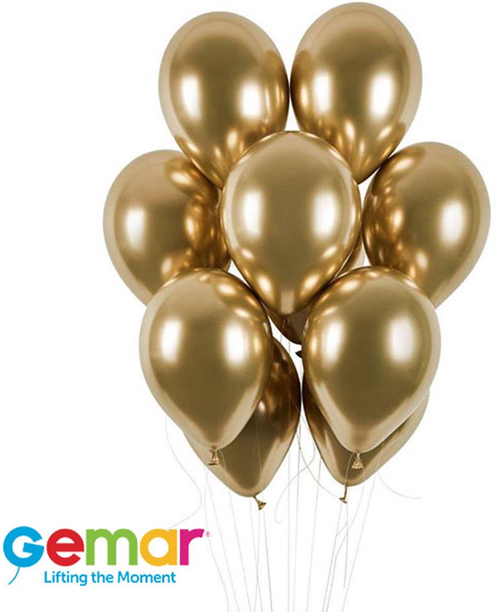 Gemar ballonnen CHROME goud 10 stuks
