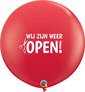 Megaballon Hairdressers "We are OPEN again" Rouge avec impression blanche