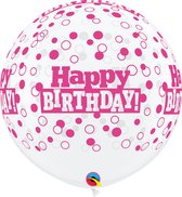 Qualatex - Megaballon Happy Birthday DC opdruk Roze (2st)