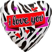 Qualatex - Folieballon hart I love You Zebra