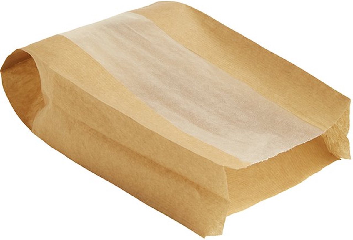 Broodzakken met venster KRAFT - 20x7x40cm - 1.000 st/ds.