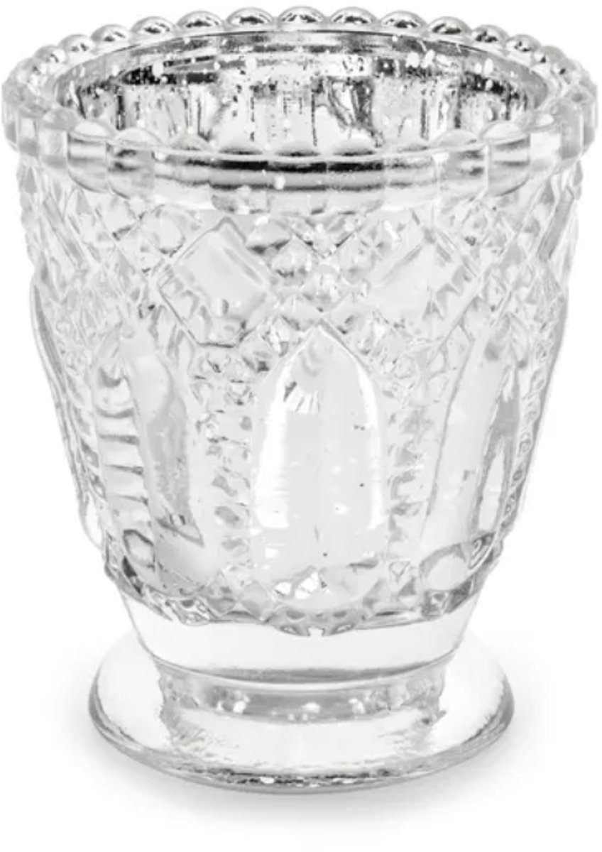 Party-Decoration Partydeco - Zilveren theelichthouder 8 cm - 4 stuks