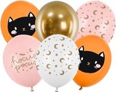 Partydeco - 6 Ballonnen Halloween Cats - mix