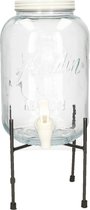 Limonade/drankdispenser op verhoger - 3.8 liter - transparant glas - H35 x B17 cm