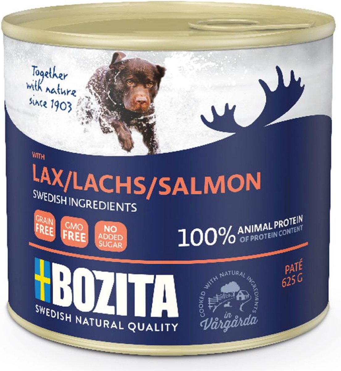 6x625g Paté Blik met Zalm Bozita Hondenvoer