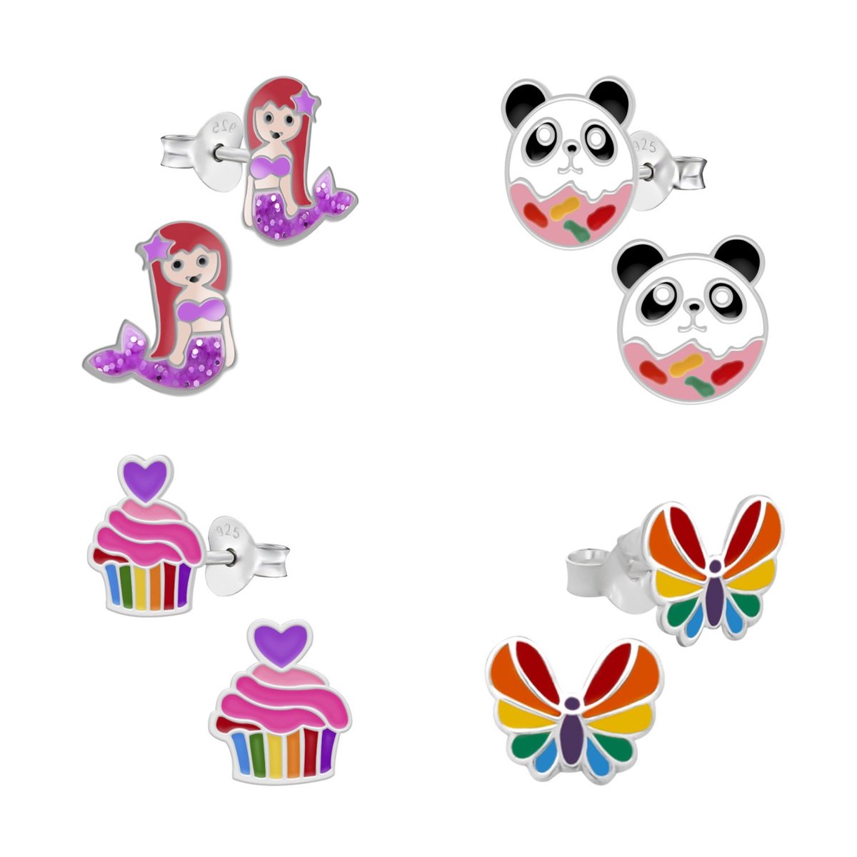 zilveren kinderoorbellen hangende unicorn Swarovski