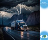 F4B Vrachtwagen met Bliksem in de Bergen Diamond Painting 40x40 cm | Vierkante Steentjes | Auto | Truck | Voertuigen | Landschappen | Natuur | Bliksem | Volledig Dekkend | Diamond Painting Pakket Volwassenen