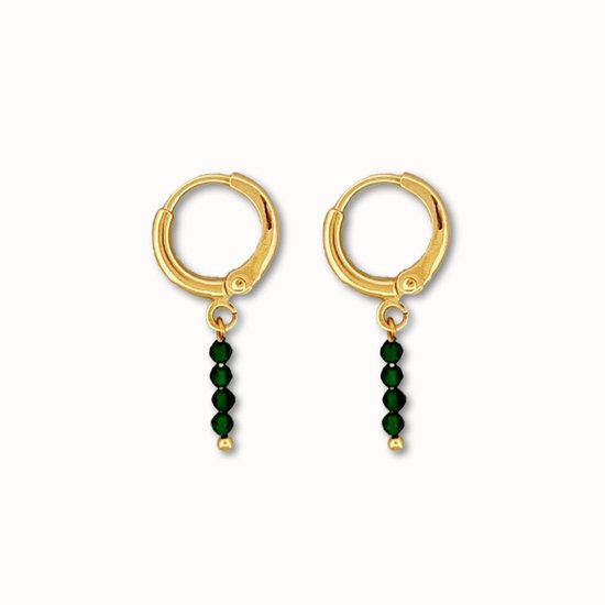ByNouck Jewelry - Oorbellen Set Groene Kralen - Sieraden - Dames Oorbellen - Groen - Verguld - Oorbellen