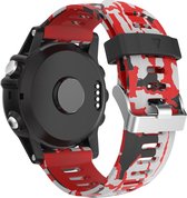 Bracelet en Siliconen - adapté pour Garmin Instinct 2X Solar - camouflage- rouge