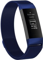 Geschikt voor Fitbit Bandje Charge 3 / Charge 4 - Milanees - Praktisch met magneetsluiting - Blauw