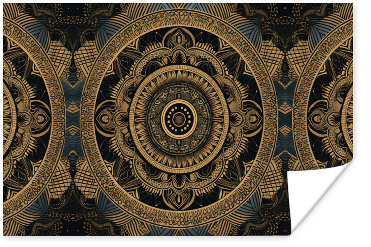 Poster Mandala - Goud - Bohemian - Luxe - 60x40 cm