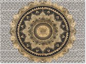 Tuinposter - Tuindoek - Tuinposters buiten - Mandala - Bloem - Goud - Luxe - Bohemian - 120x90 cm - Tuin