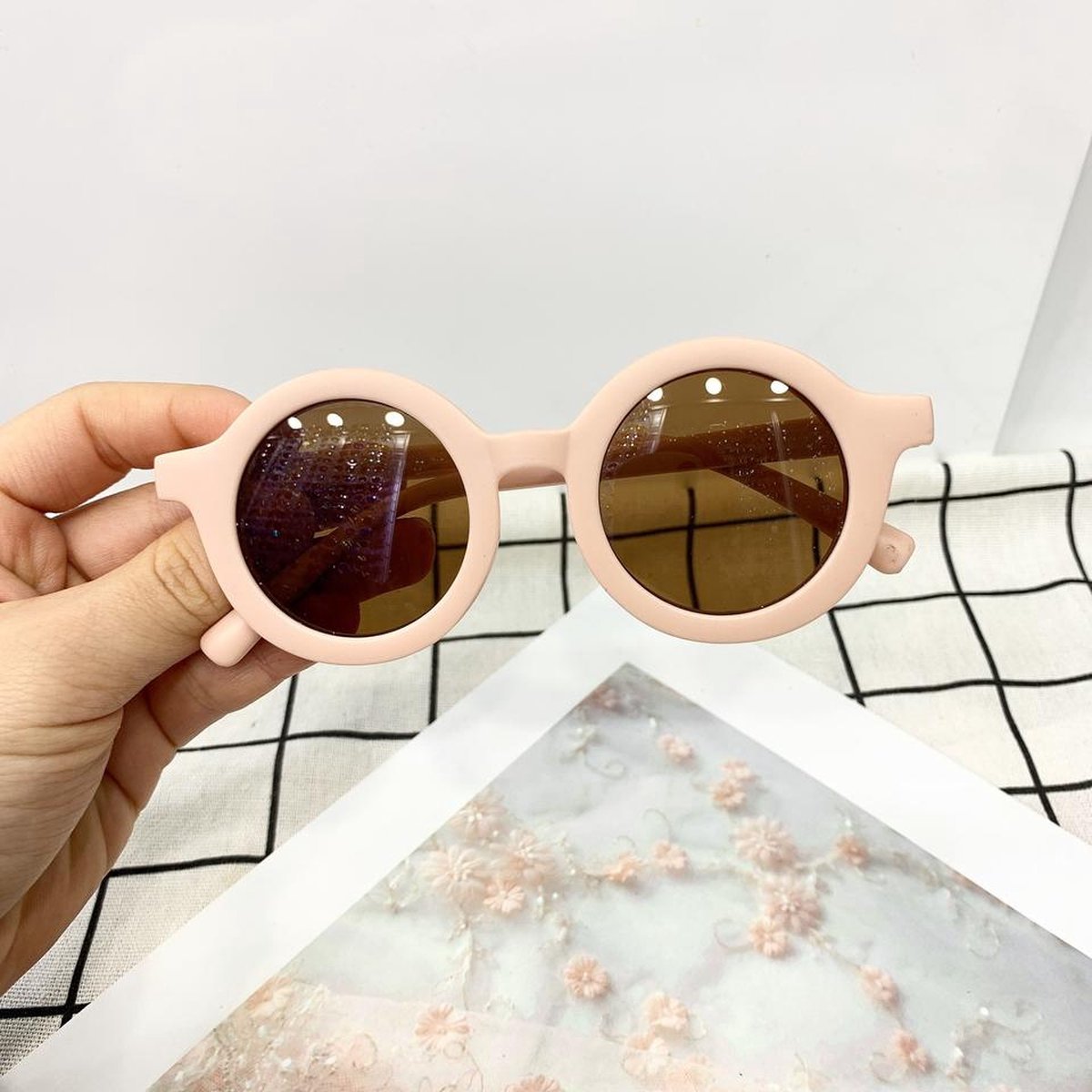 Ychee - Kinder Zonnebril - UV400 - Retro - Vintage - Trendy - Hippe - Ronde Zonnebril - Unisex - 0 tot 5 jaar - Roze