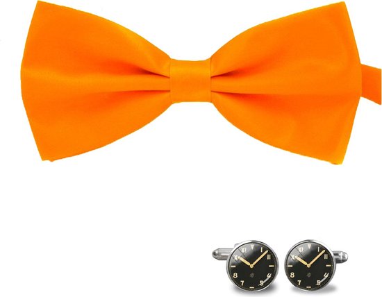 Vlinderstrik - Oranje - Vlinderdas - Unisex - Heren - met manchetknopen - vlinder das - strik - strikje - Koningsdag