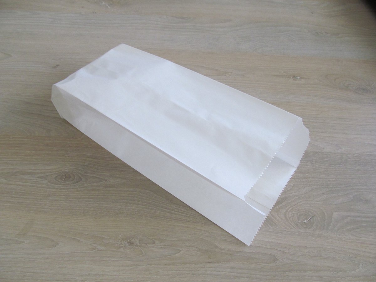 Ersatzzak nr. 25 blanco wit papier 0,5 pond, FSC met zijvouw - 50 stuks - 11x8x27cm - vetvrij / Ersatz / snackzak / koekzak