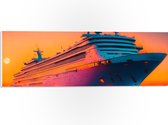 PVC Schuimplaat - Enorm Cruiseschip Varend over het Water tijdens Zonsondergang - 60x20 cm Foto op PVC Schuimplaat (Met Ophangsysteem)
