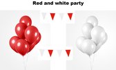 Ensemble de party rouge et blanc - 2x ligne de drapeau rouge et blanc - 100x Ballons de Luxe rouge/blanc - party à Festival fête anniversaire gala anniversaire