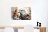 Wanddecoratie Metaal - Aluminium Schilderij Industrieel - Arend - Adelaar - Vogel - Bloemen - Natuur - 60x40 cm - Dibond - Foto op aluminium - Industriële muurdecoratie - Voor de woonkamer/slaapkamer