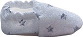 Lavendel Baby Slofjes - Huisslippers - Antislip Zool - Kleurrijk Bedrukt - Zacht Katoenen - Comfortabel - Oekotex Gecertificeerd - Veilig voor Kinderen en Baby's / Blauwe Sterren / Maat: 21-22