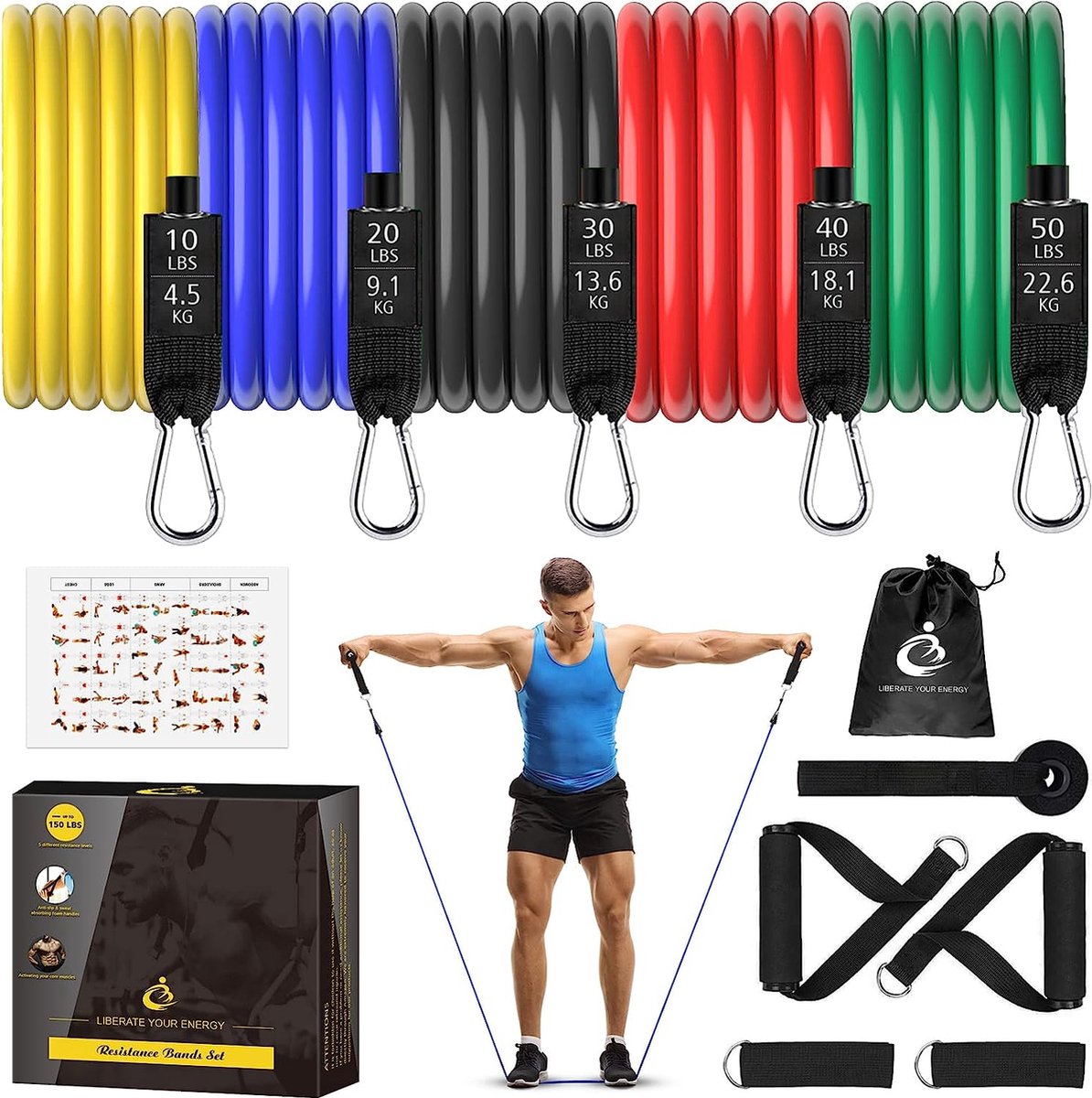 Siston Sport Les Bandes De Bandes De Résistance Set - Comprend E-Book Et Sac De Transport