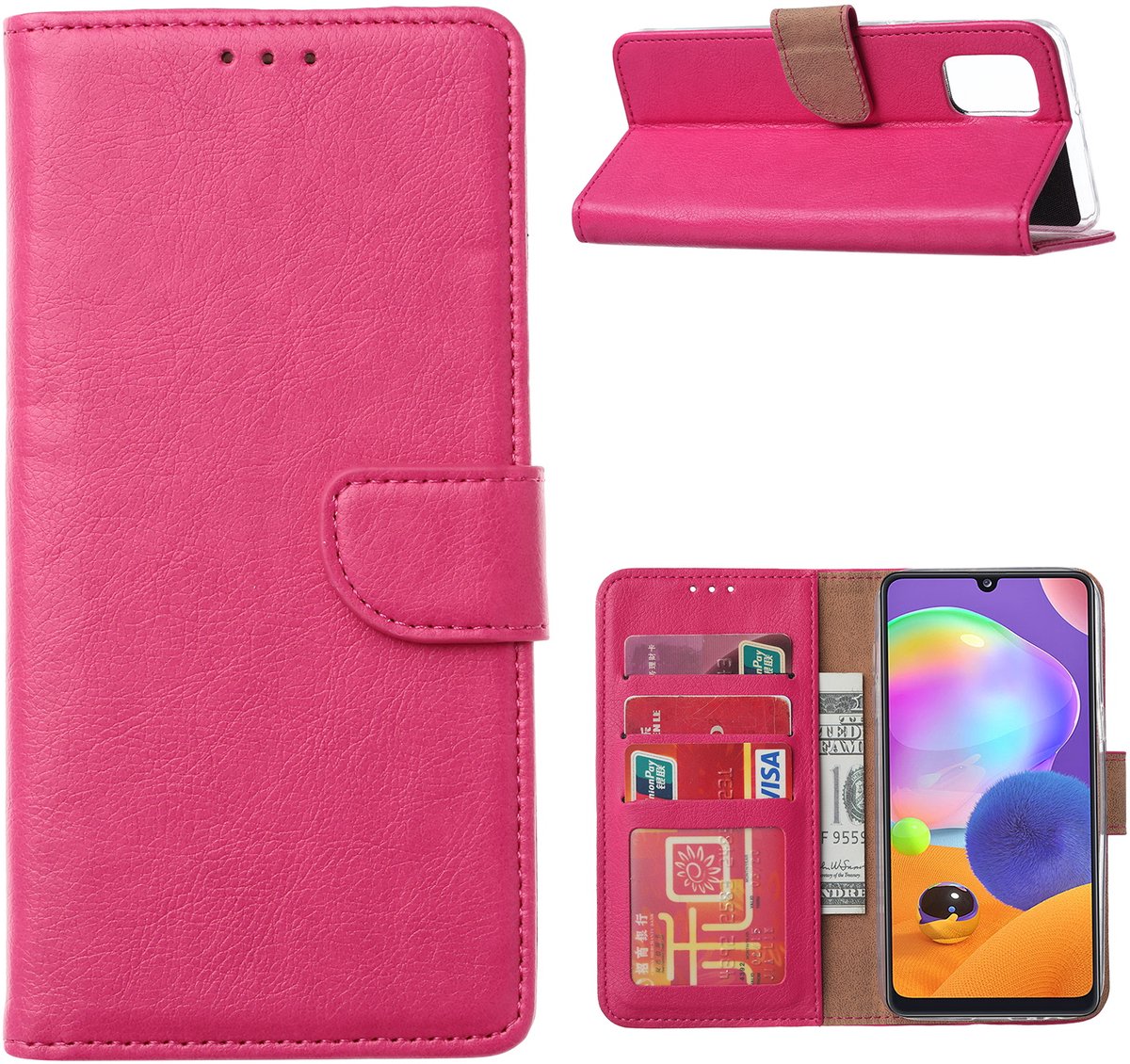 Book Cover Samsung Galaxy A72 Roze met Pasjeshouder