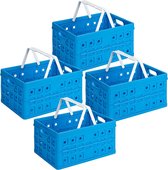 Sunware - Caisse pliante carrée avec anse 32L bleu - Set de 4