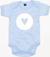 Baby Romper Hartje - 6-12 Maanden - Dusty Blue - Rompertjes baby met opdruk