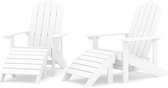 vidaXL Chaises de jardin 2 pcs Adirondack avec repose-pieds HDPE Blanc
