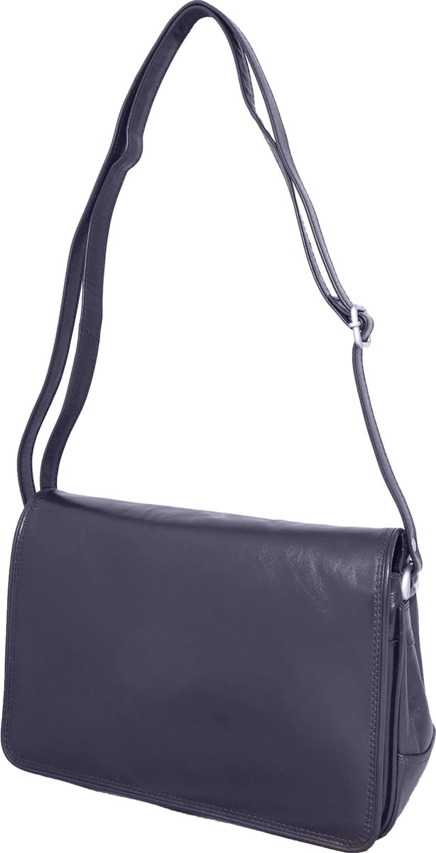 Leather Design Schoudertas met Overslag Donker Blauw