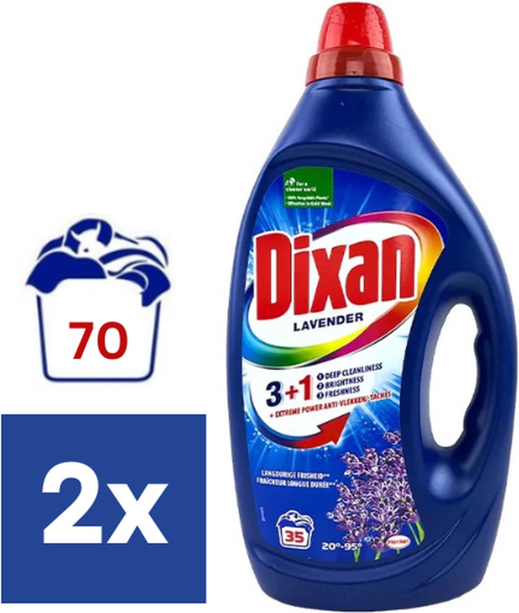 Dixan Lavendel Vloeibaar Wasmiddel - 2 x 1.750 l (70 wasbeurten)