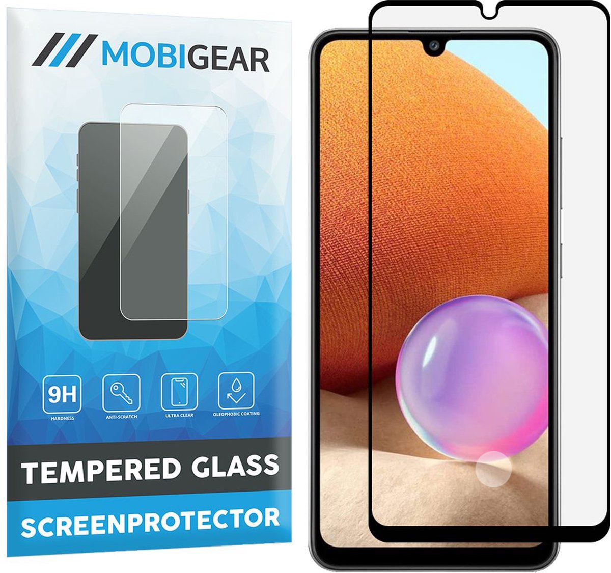 Mobigear Screenprotector geschikt voor Samsung Galaxy A32 4G Glazen | Mobigear Premium Screenprotector - Case Friendly - Zwart