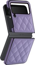 Case Geschikt voor Samsung Z Flip 4 Kunstleer Rhombic Rhombus Chic Series Lavendel