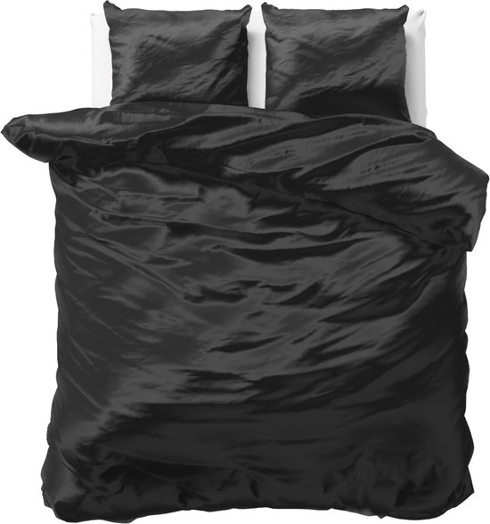 Decoware dekbedovertrek - glans satijn - zwart - 2-persoons - 200x220 + 2st 60x70 cm